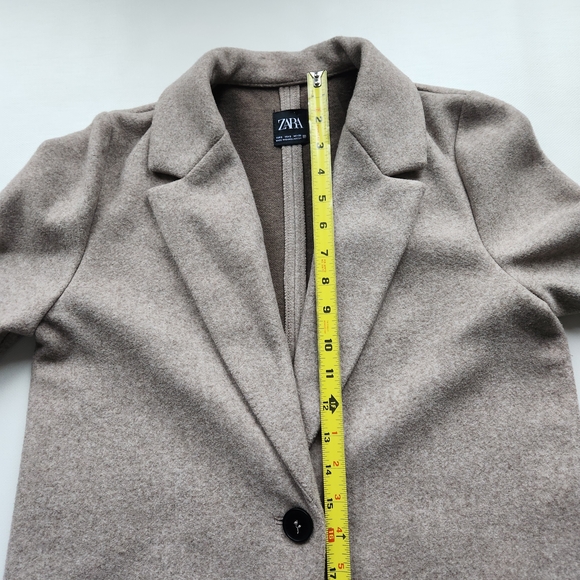 Zara Long Tan Coat With Button - Picture 8 of 15